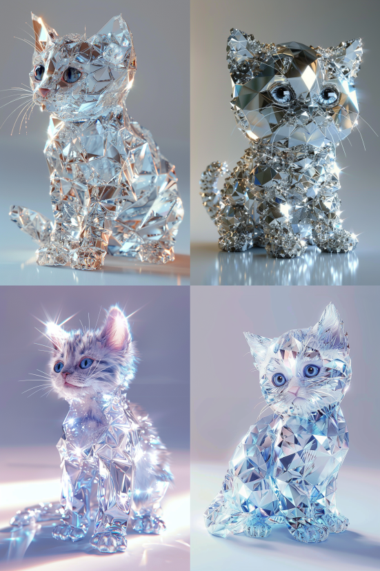 A diamond kitten, cute and highly detailed